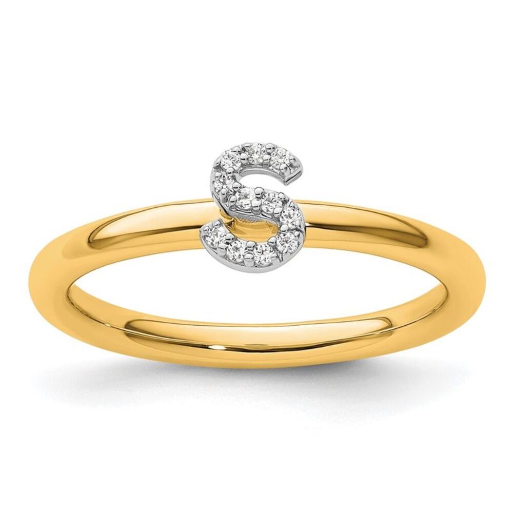 Kazi Luxury 14k Yellow Gold Stackable Diamond Ini… - image 1